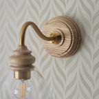113371 Cotswold Wall Light Ash, Aged Brass & Clear Glass
