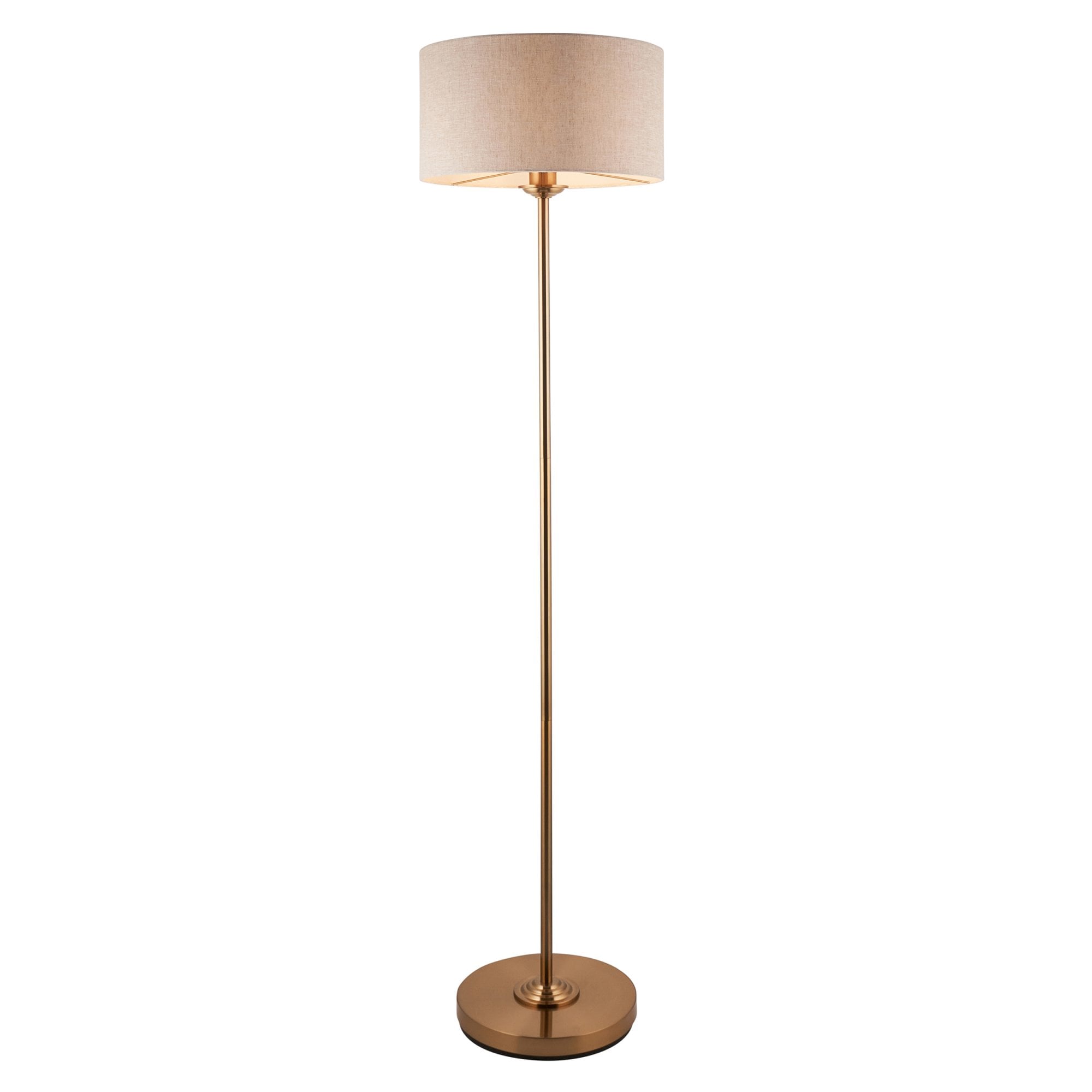 113461 Highclere Single Floor Lamp Brass & Natural Shade