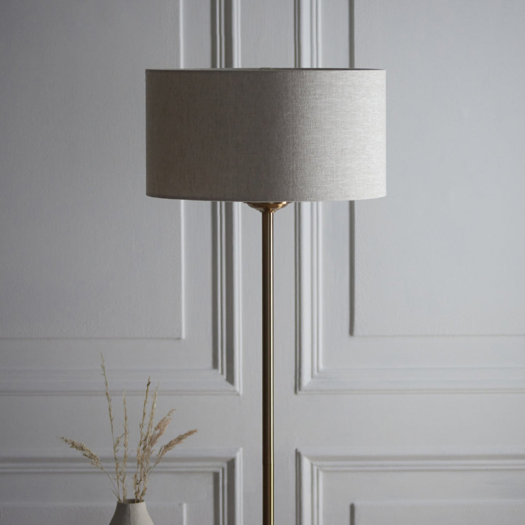 113461 Highclere Single Floor Lamp Brass & Natural Shade