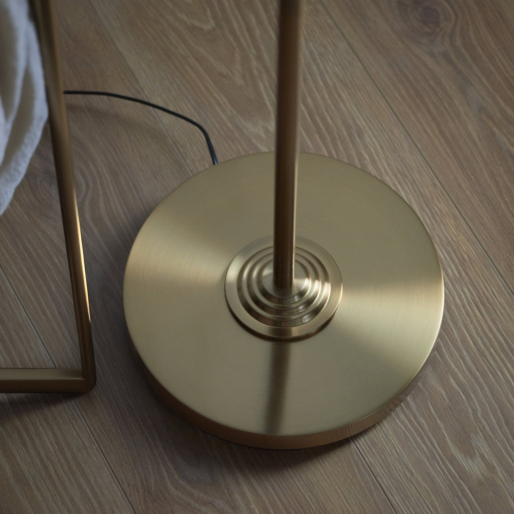 113461 Highclere Single Floor Lamp Brass & Natural Shade