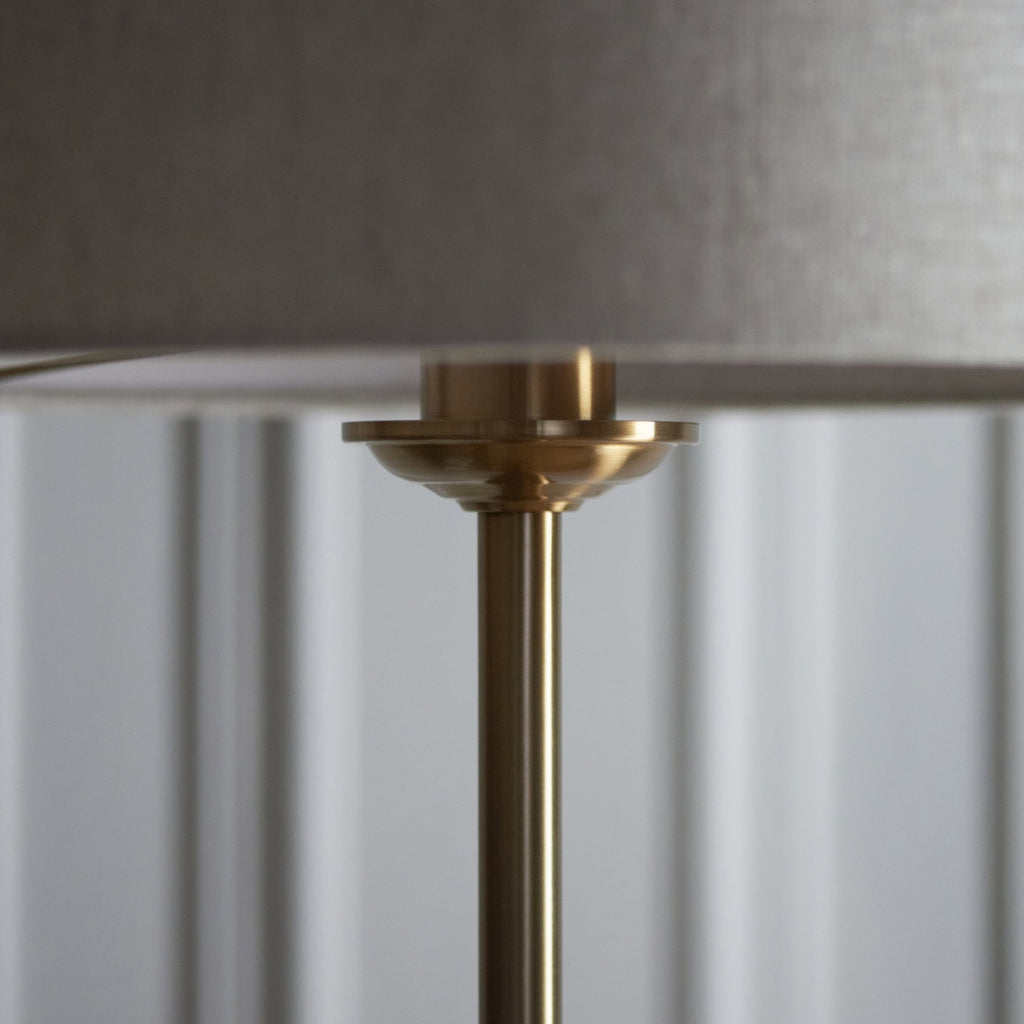 113461 Highclere Single Floor Lamp Brass & Natural Shade
