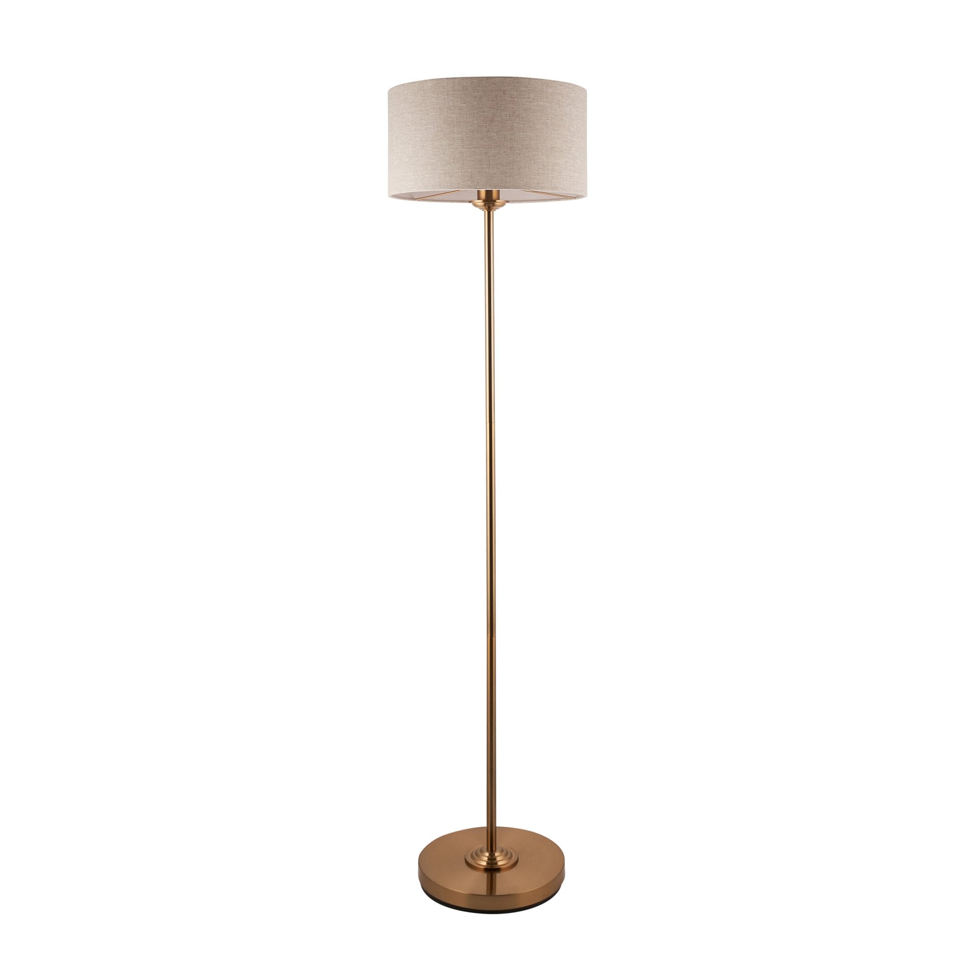 113461 Highclere Single Floor Lamp Brass & Natural Shade