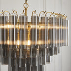 114197 Toulouse 12 Light Pendant Satin Brass & Smokey Glass
