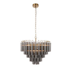 114197 Toulouse 12 Light Pendant Satin Brass & Smokey Glass