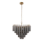 114197 Toulouse 12 Light Pendant Satin Brass & Smokey Glass