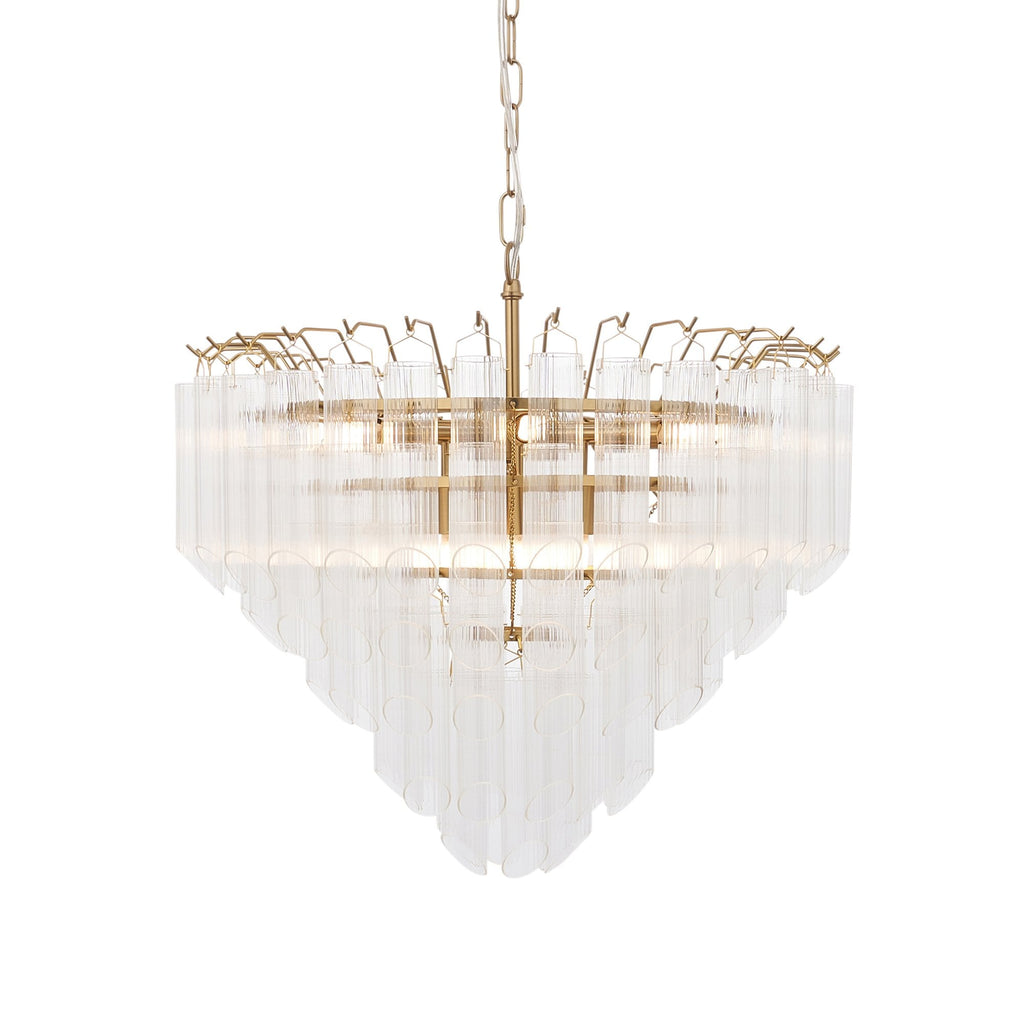 114198 Toulouse 12 Light Pendant Satin Brass & Clear Glass