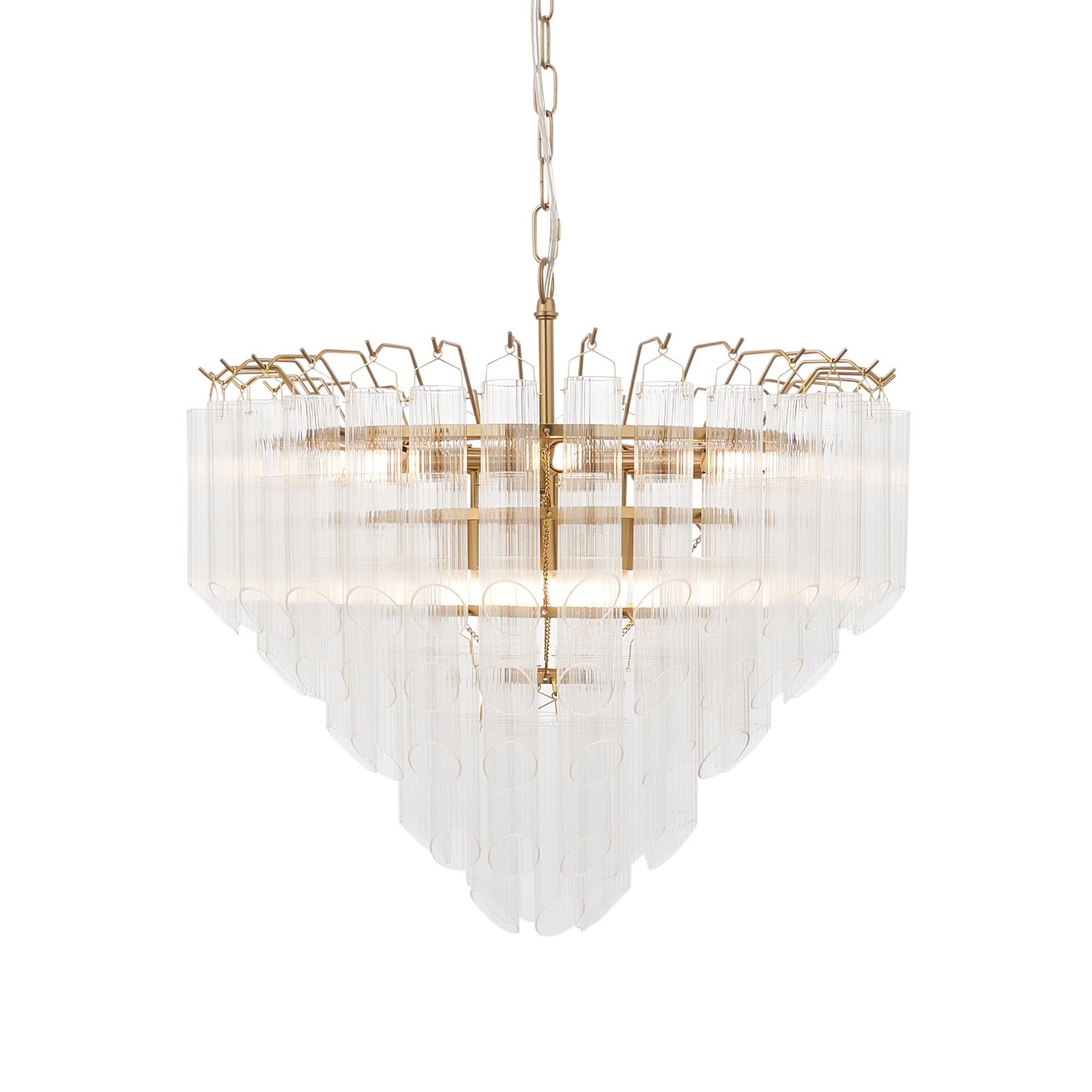 114198 Toulouse 12 Light Pendant Satin Brass & Clear Glass