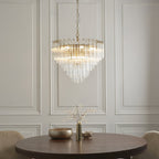 114198 Toulouse 12 Light Pendant Satin Brass & Clear Glass