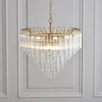 114198 Toulouse 12 Light Pendant Satin Brass & Clear Glass