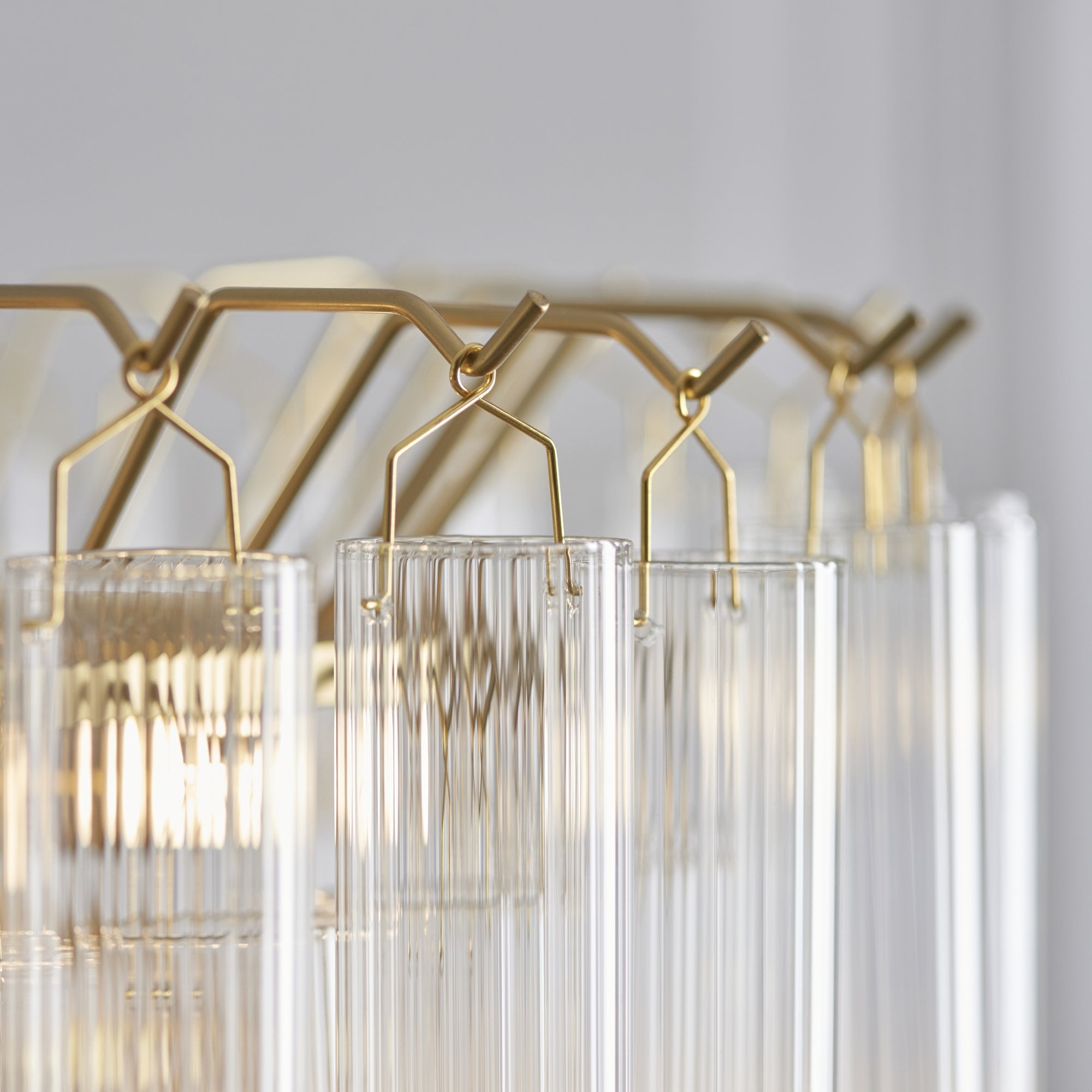 114198 Toulouse 12 Light Pendant Satin Brass & Clear Glass