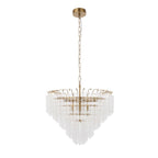 114198 Toulouse 12 Light Pendant Satin Brass & Clear Glass