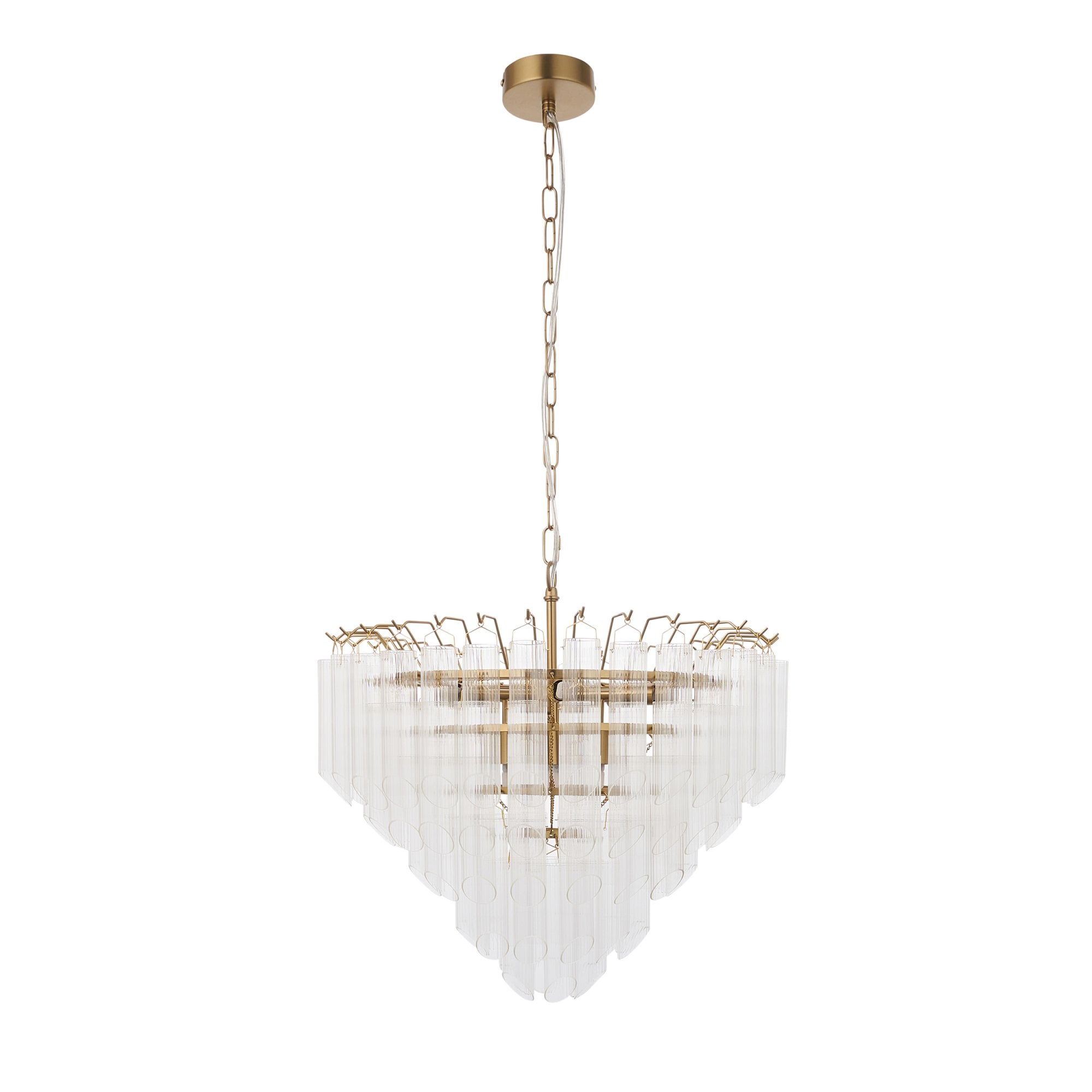 114198 Toulouse 12 Light Pendant Satin Brass & Clear Glass