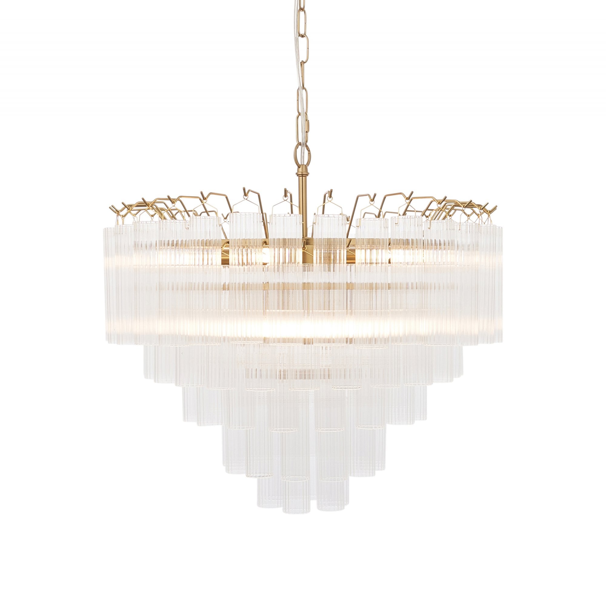 114199 Toulouse 12 Light Pendant Satin Brass & Clear Glass