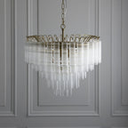 114199 Toulouse 12 Light Pendant Satin Brass & Clear Glass