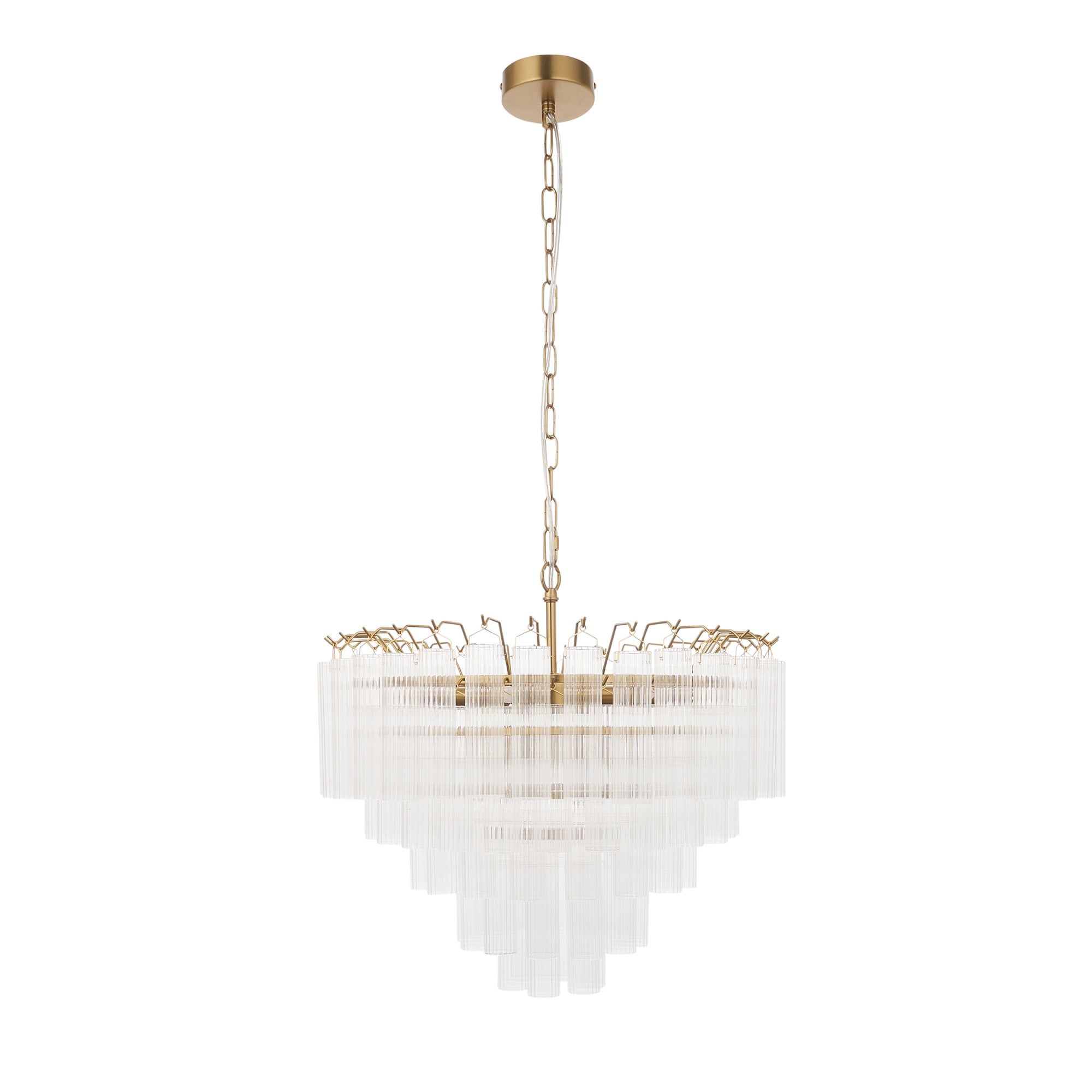 114199 Toulouse 12 Light Pendant Satin Brass & Clear Glass