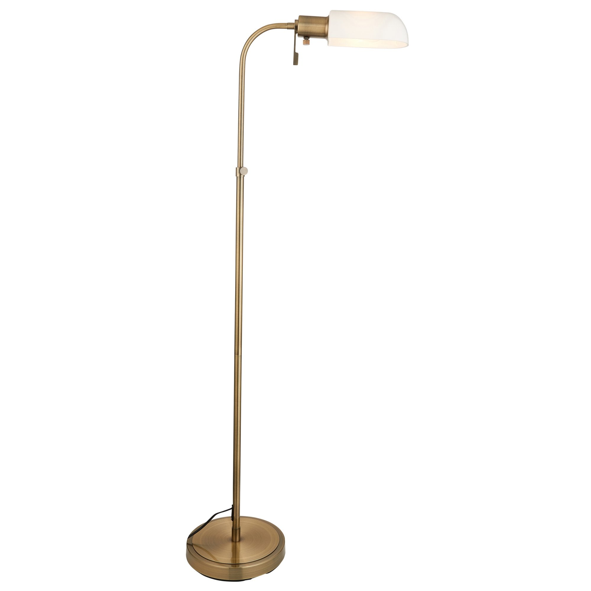 114204 Pharmacy Reader Floor Lamp Antique Brass & Opal