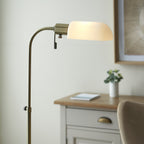 114204 Pharmacy Reader Floor Lamp Antique Brass & Opal