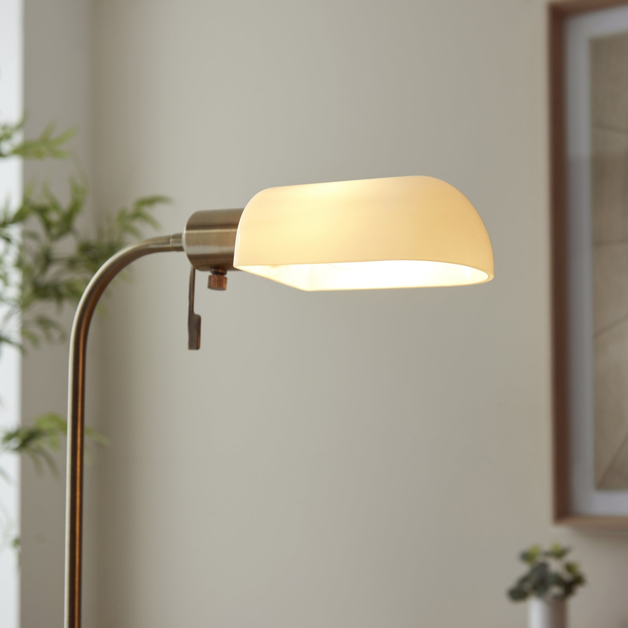 114204 Pharmacy Reader Floor Lamp Antique Brass & Opal