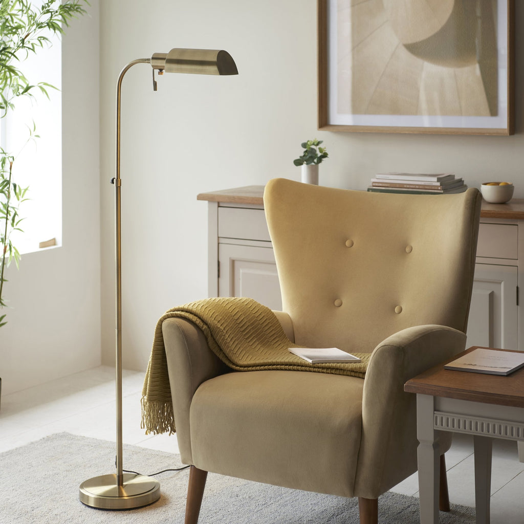 114205 Pharmacy Reader Floor Lamp Antique Brass