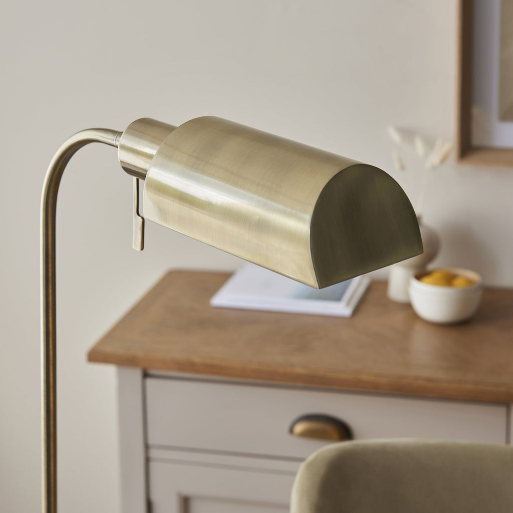 114205 Pharmacy Reader Floor Lamp Antique Brass