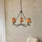 114212 Wriggle 3 Light Pendant Black & Natural Shade