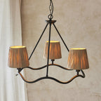 114212 Wriggle 3 Light Pendant Black & Natural Shade