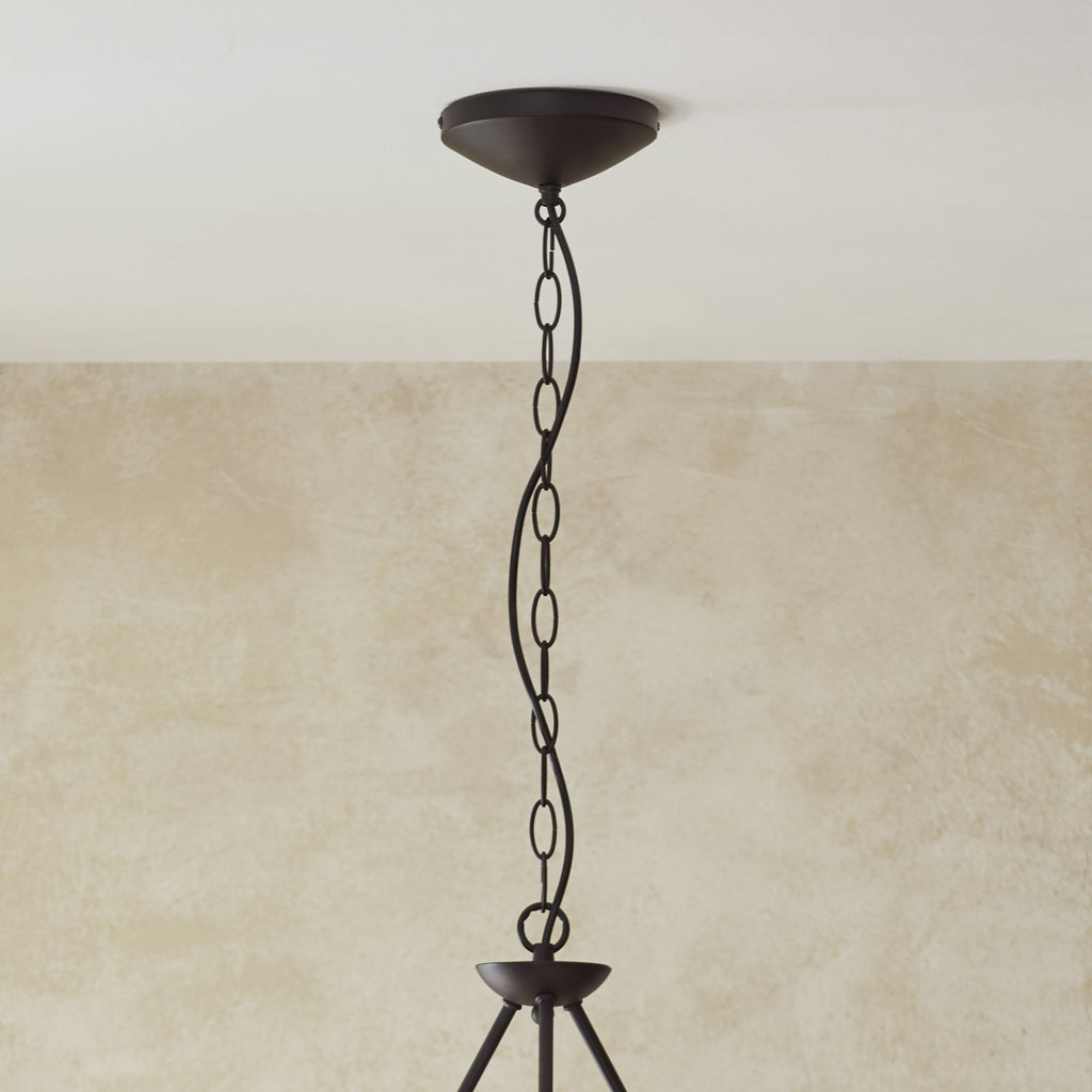 114212 Wriggle 3 Light Pendant Black & Natural Shade