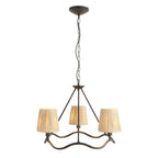 114212 Wriggle 3 Light Pendant Black & Natural Shade