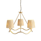 114213 Wriggle 3 Light Pendant Aged Brass & Natural Shade