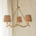 114213 Wriggle 3 Light Pendant Aged Brass & Natural Shade