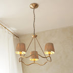 114213 Wriggle 3 Light Pendant Aged Brass & Natural Shade