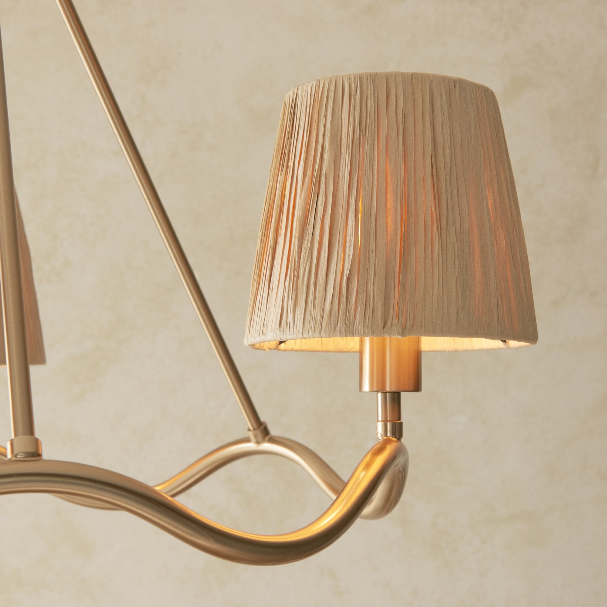 114213 Wriggle 3 Light Pendant Aged Brass & Natural Shade