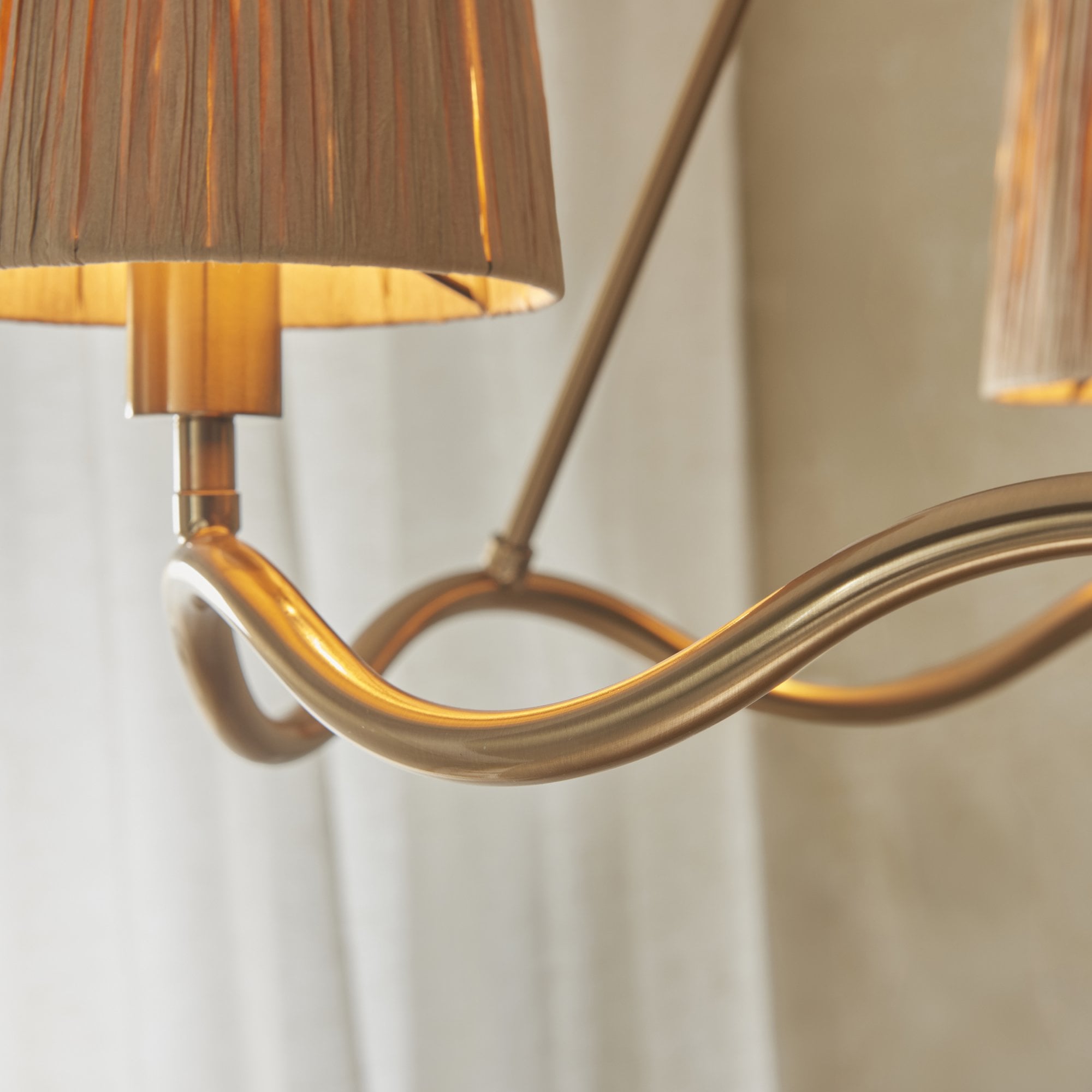 114213 Wriggle 3 Light Pendant Aged Brass & Natural Shade