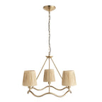 114213 Wriggle 3 Light Pendant Aged Brass & Natural Shade
