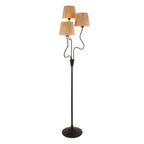 114221 Wriggle 3 Light Floor Lamp Black & Natural Shade