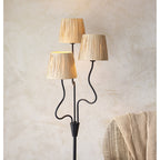 114221 Wriggle 3 Light Floor Lamp Black & Natural Shade
