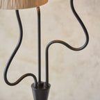 114221 Wriggle 3 Light Floor Lamp Black & Natural Shade