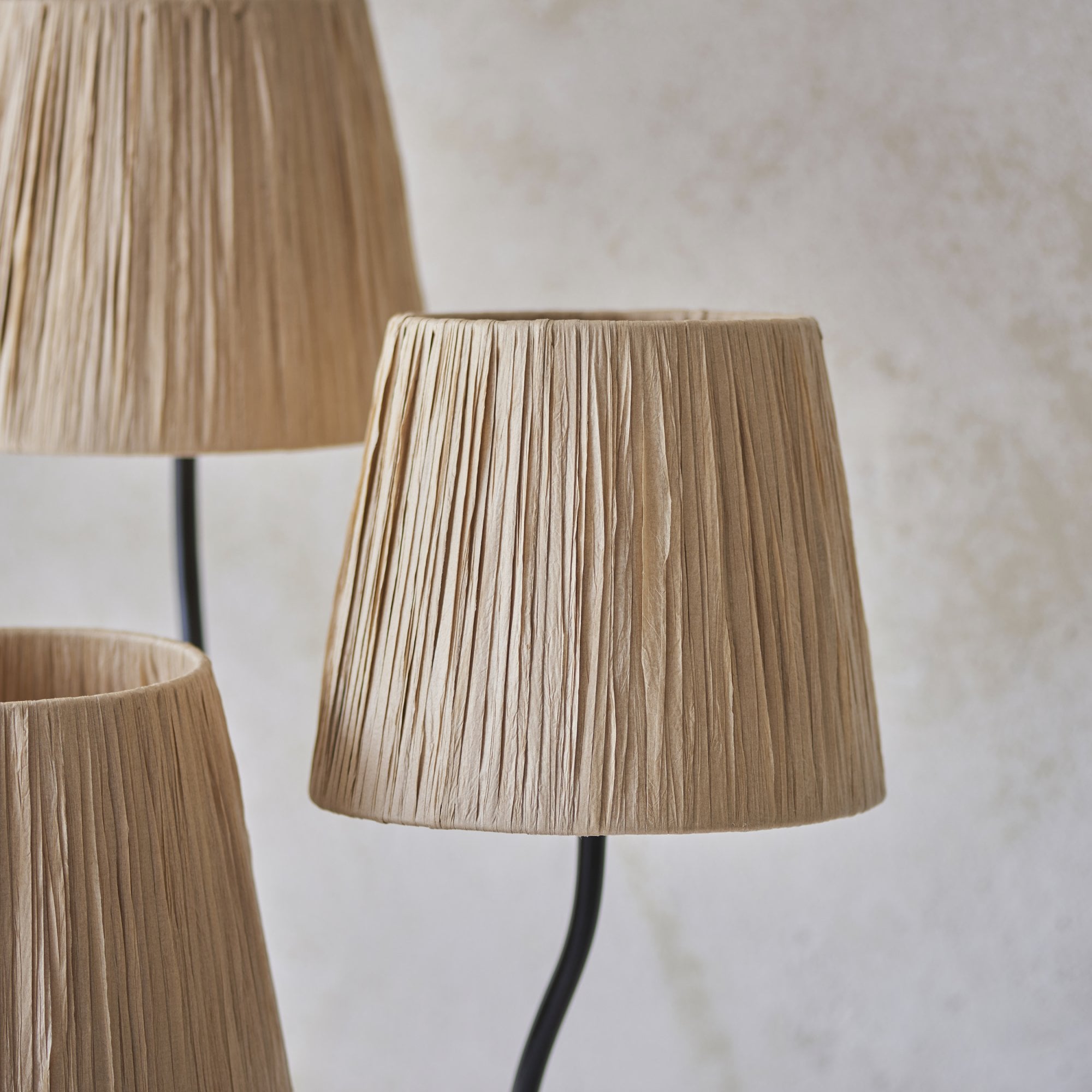114221 Wriggle 3 Light Floor Lamp Black & Natural Shade