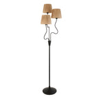 114221 Wriggle 3 Light Floor Lamp Black & Natural Shade