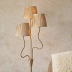 114222 Wriggle 3 Light Floor Lamp Aged Brass & Natural Shade