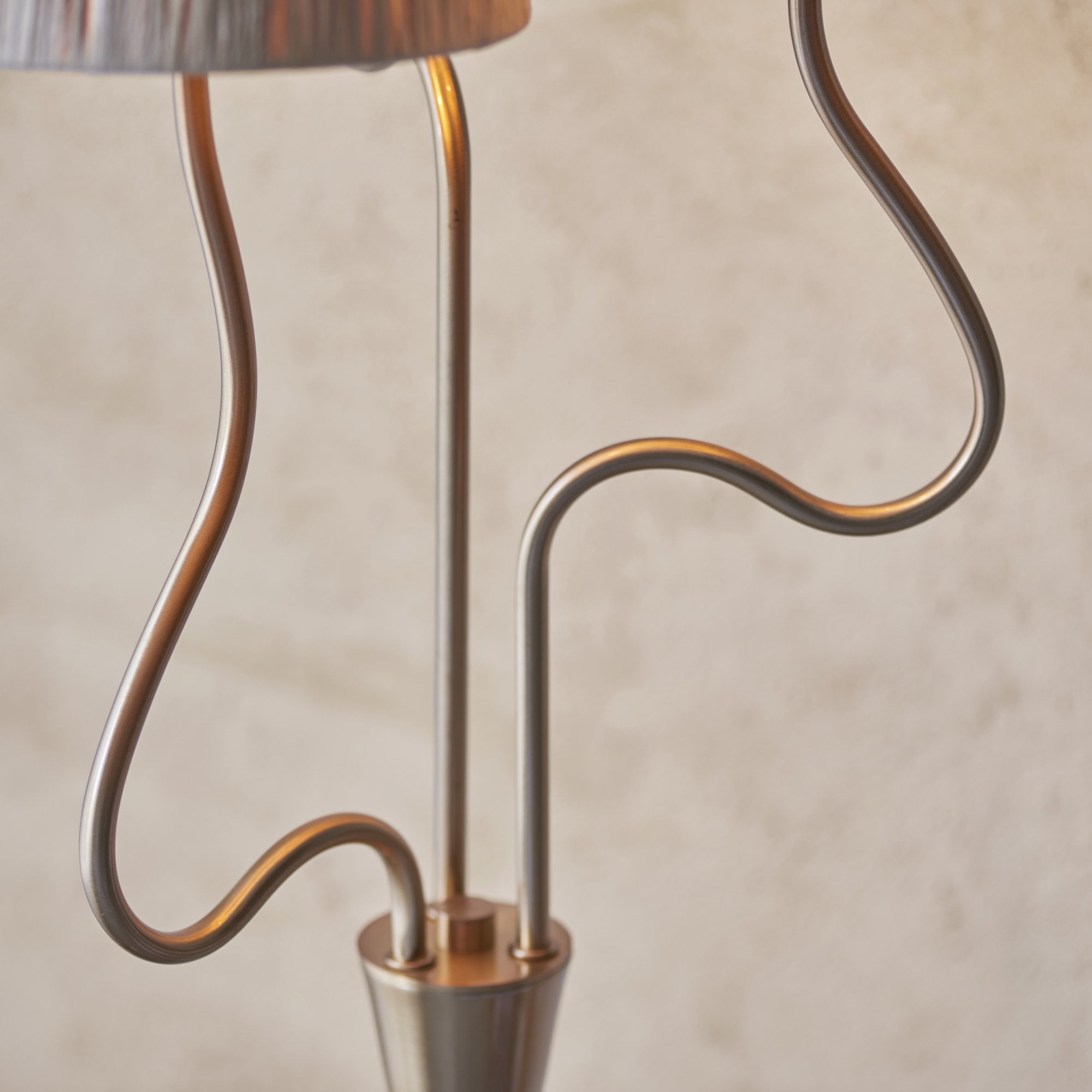 114222 Wriggle 3 Light Floor Lamp Aged Brass & Natural Shade