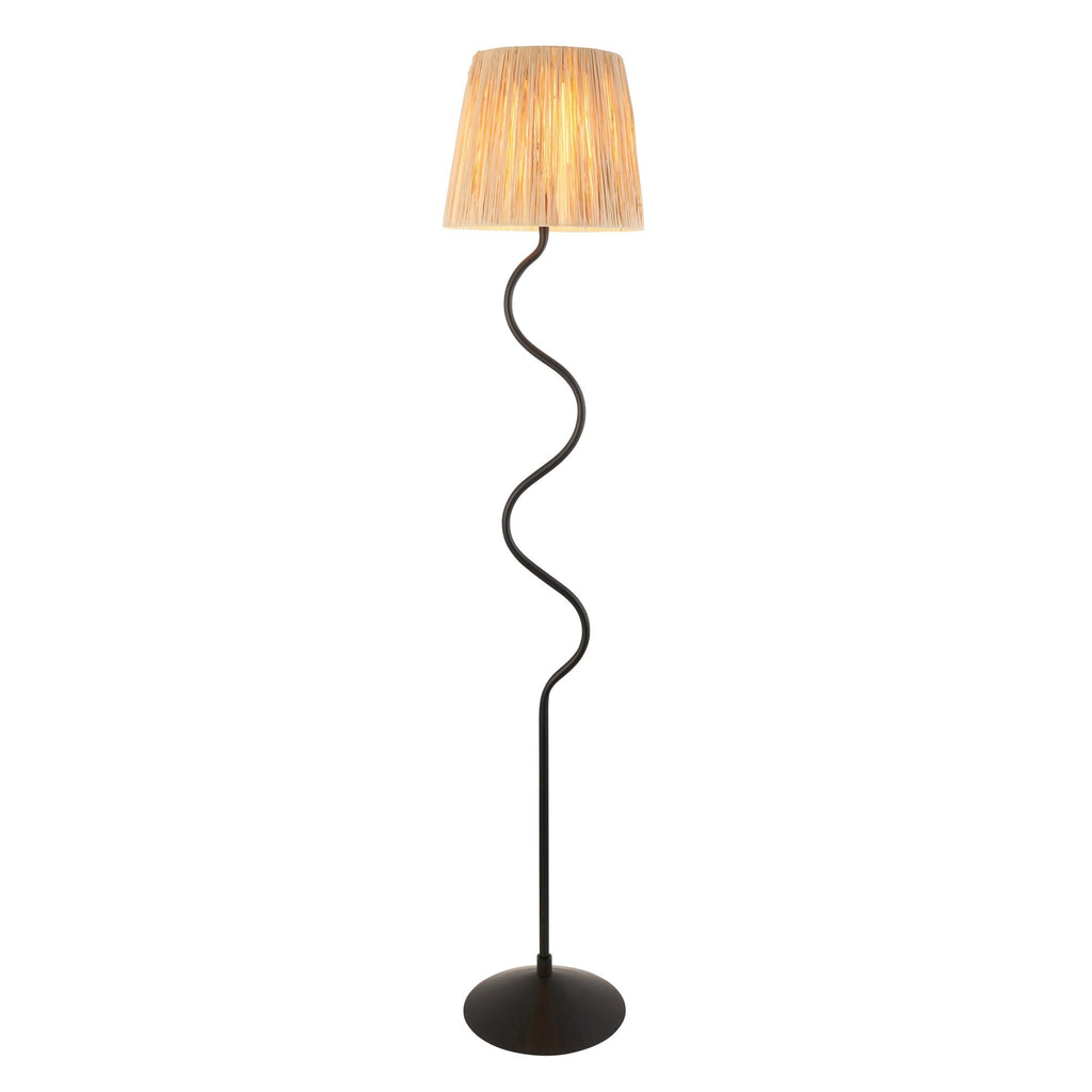 114223 Wriggle Floor Lamp Black & Natural Shade