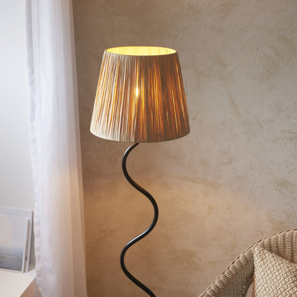 114223 Wriggle Floor Lamp Black & Natural Shade