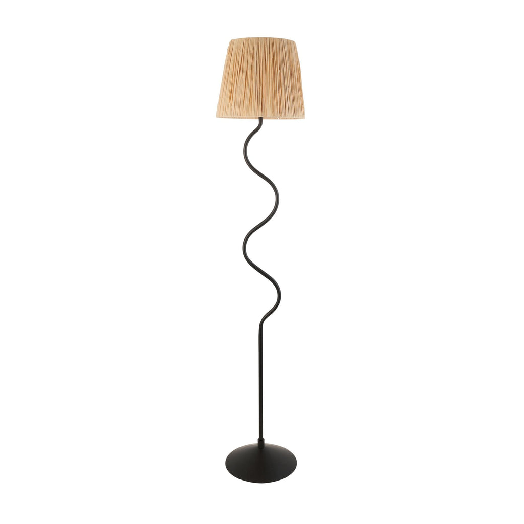 114223 Wriggle Floor Lamp Black & Natural Shade