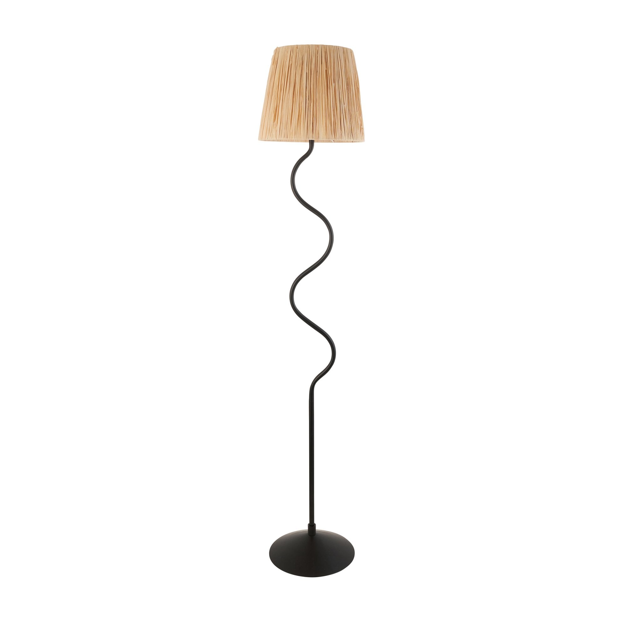 114223 Wriggle Floor Lamp Black & Natural Shade
