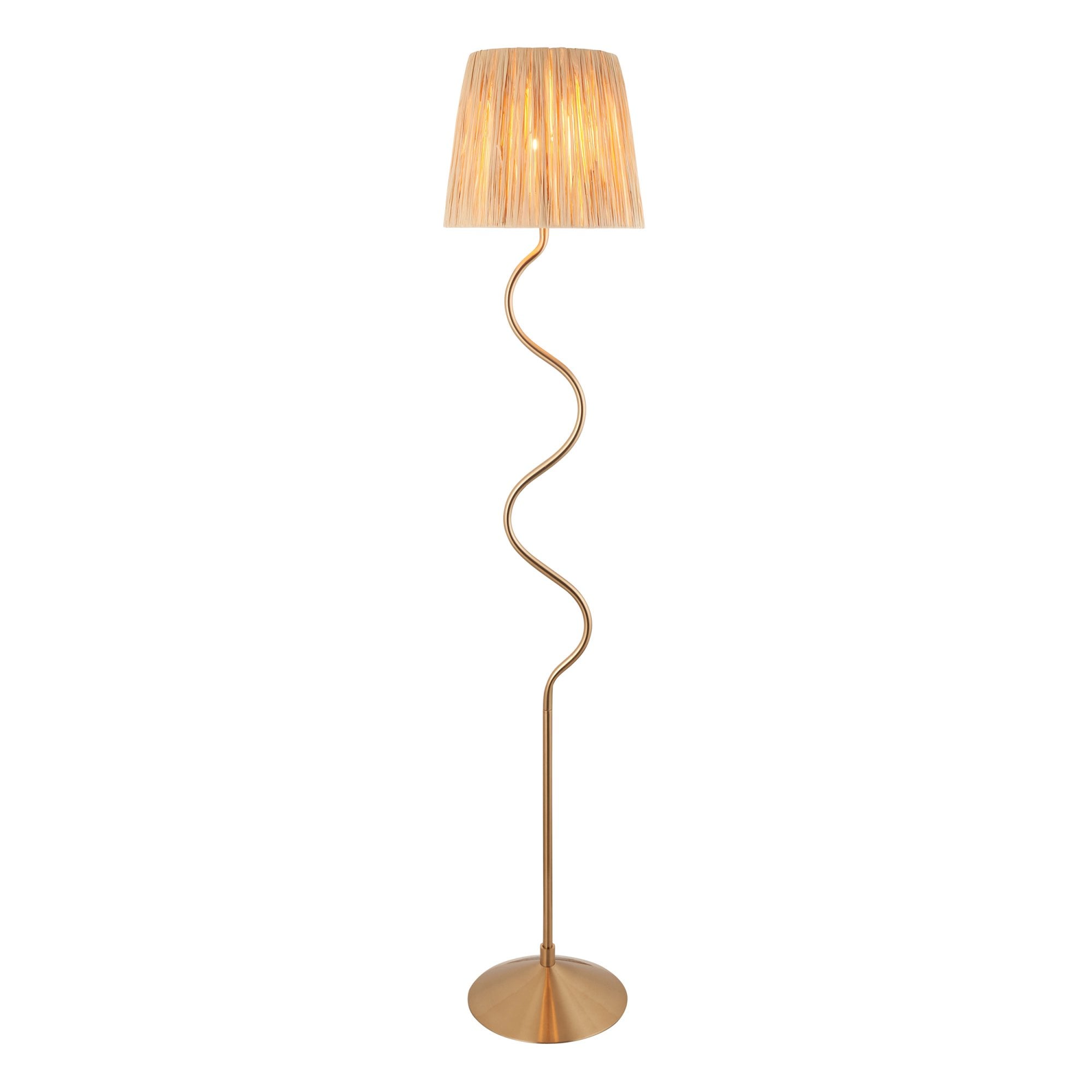 114224 Wriggle Floor Lamp Aged Brass & Natural Shade