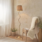 114224 Wriggle Floor Lamp Aged Brass & Natural Shade