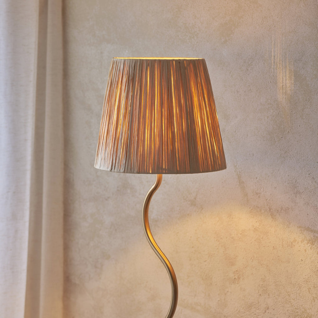 114224 Wriggle Floor Lamp Aged Brass & Natural Shade