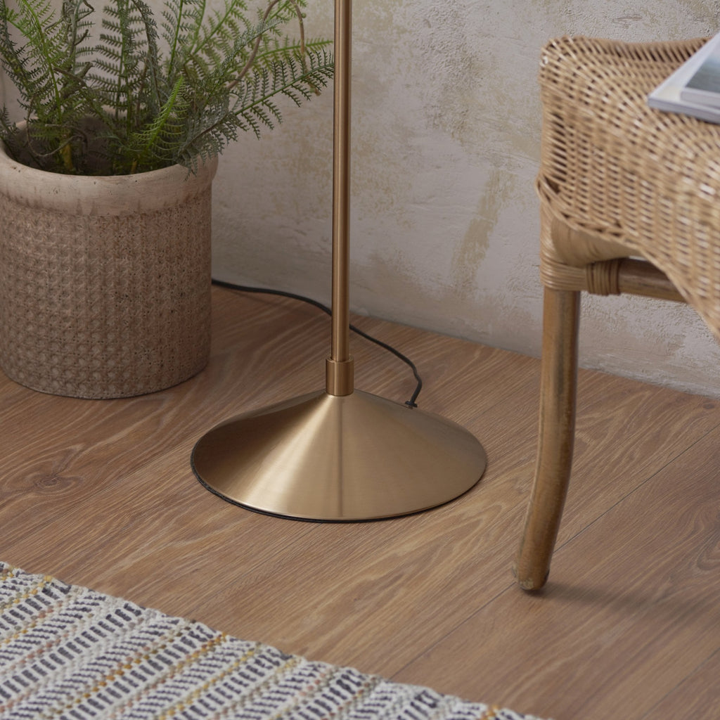114224 Wriggle Floor Lamp Aged Brass & Natural Shade