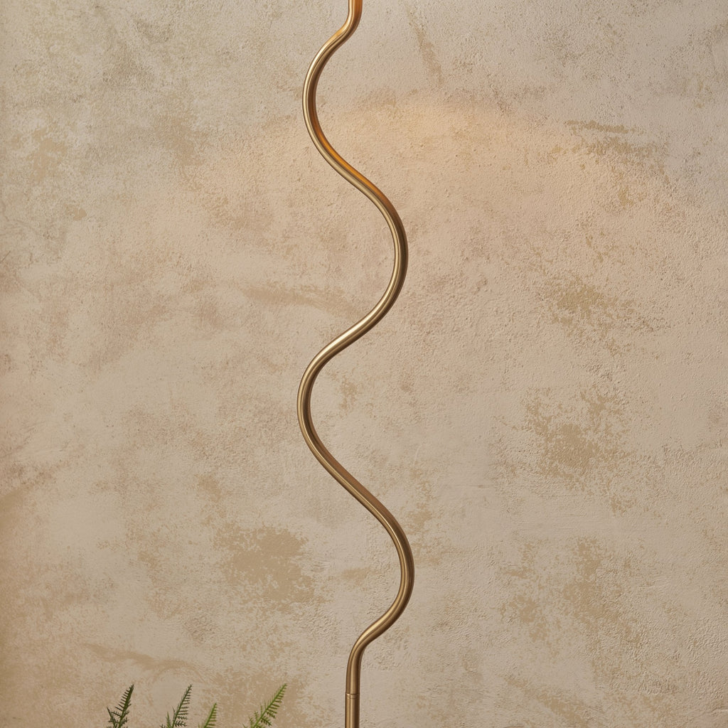 114224 Wriggle Floor Lamp Aged Brass & Natural Shade